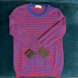 Blue & red striped White & Warren cashmere sweater